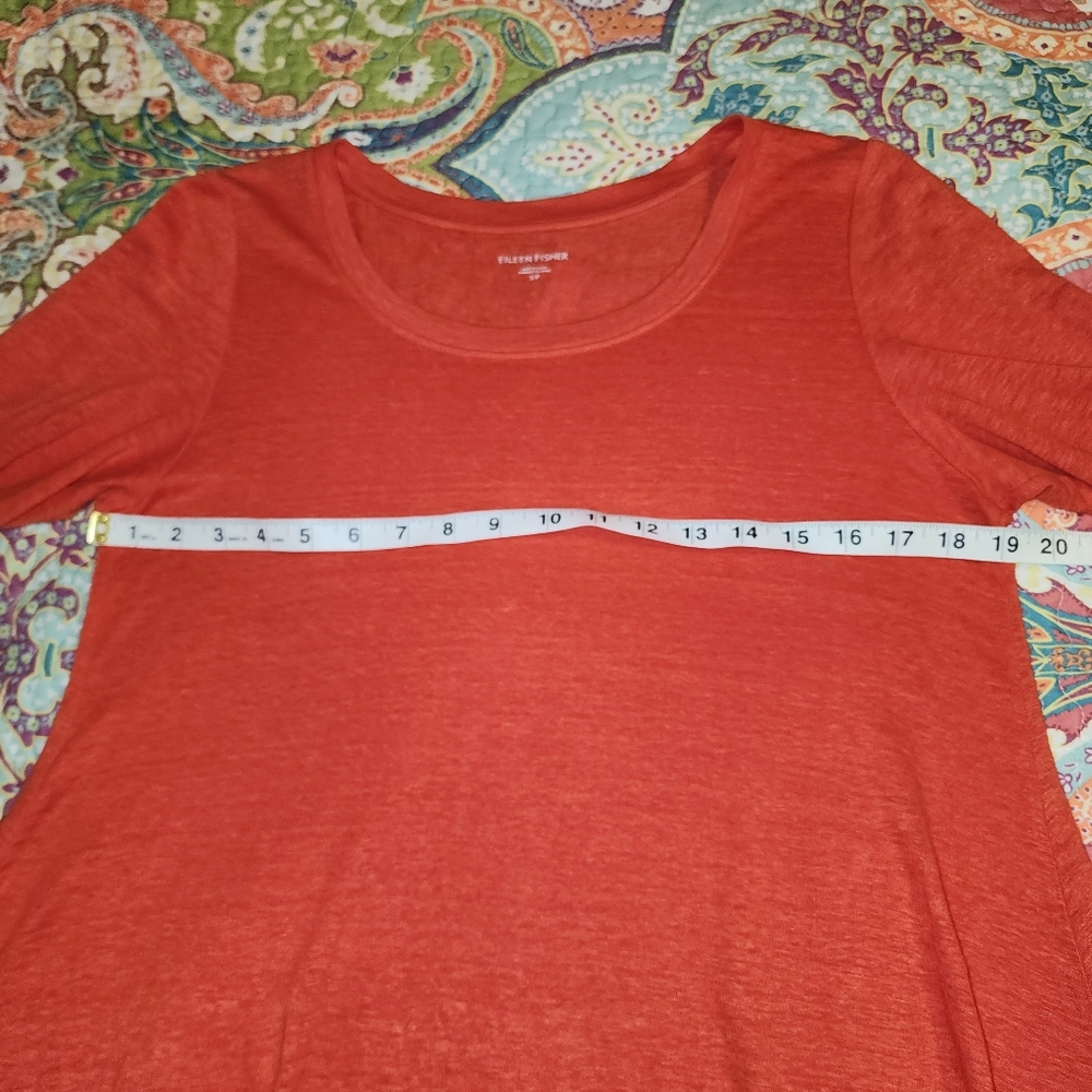 Eileen Fisher Coral 3/4 Sleeves Tunic Top Organic Linen - Picture 4 of 8